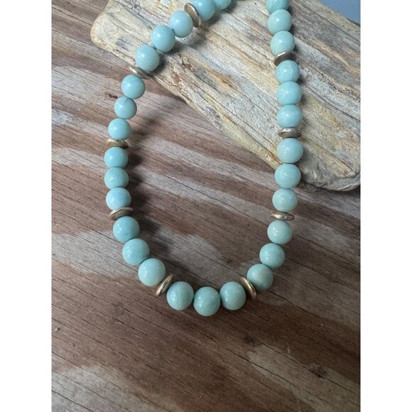 Vintage Jade Bead Sterling Silver Necklace Choker 17" - Picture 3 of 8